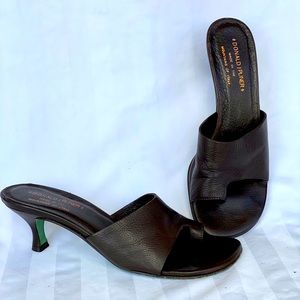 Donald J Pliner brown Leather slip ons Sz 7.5M